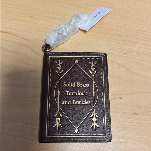 Coach Brown Leather Note Book Bag Charm Keychain - Picture 5 of 7